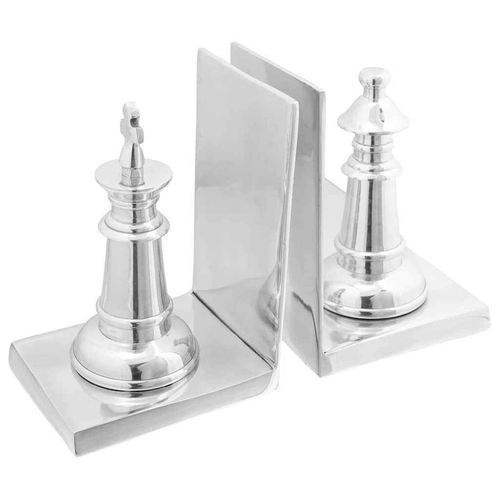 vidaXL Βιβλιοστάτες 2 τεμ Ασήμι 11x12x19,5 εκ Αλουμίνιο Σκακιέρα