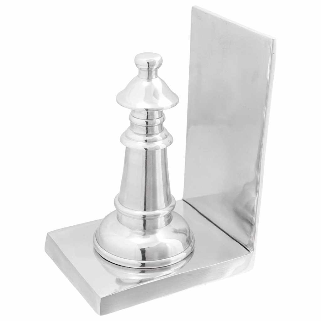 vidaXL Βιβλιοστάτες 2 τεμ Ασήμι 11x12x19,5 εκ Αλουμίνιο Σκακιέρα