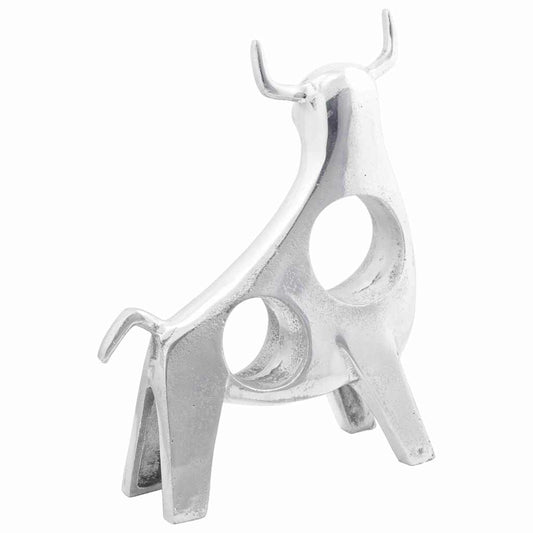 vidaXL Γλυπτό ταύρου Ασημί 22 x 9.5 x 34 εκ Αλουμίνιο