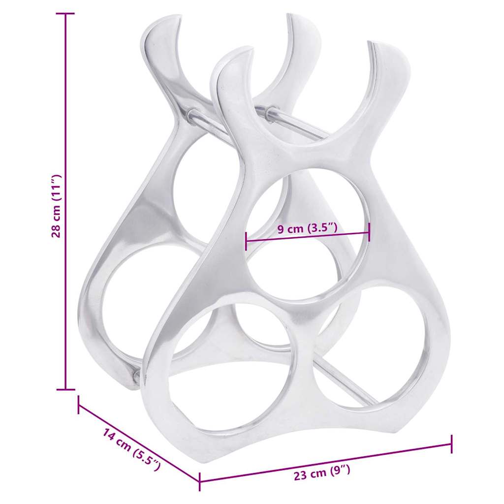 vidaXL Ράφι Κρασιού Ασημί 23 x 14 x 28 εκ. Αλουμίνιο
