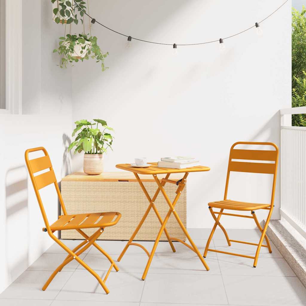 vidaXL Πτυσσόμενη Καρέκλα Κήπου 2 pcs Μουσταρδί 42 x 52 x 82εκ