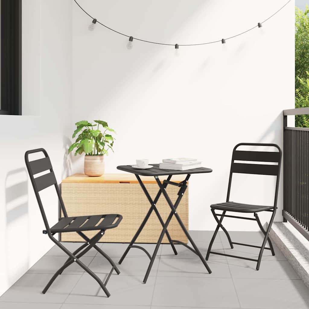vidaXL Πτυσσόμενη Καρέκλα Κήπου 2 pcs Ανθρακί 42 x 52 x 82εκ