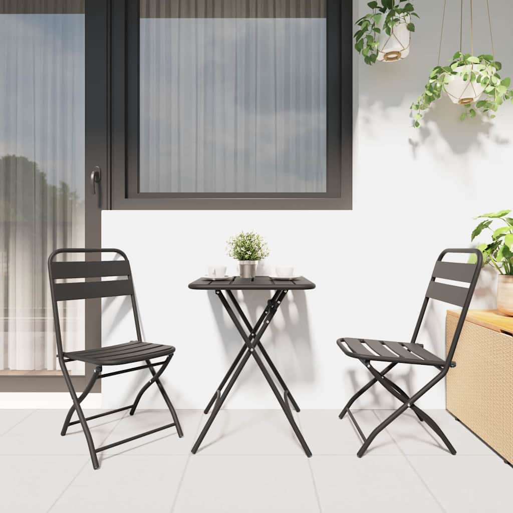 vidaXL Πτυσσόμενη Καρέκλα Κήπου 2 pcs Ανθρακί 42 x 52 x 82εκ