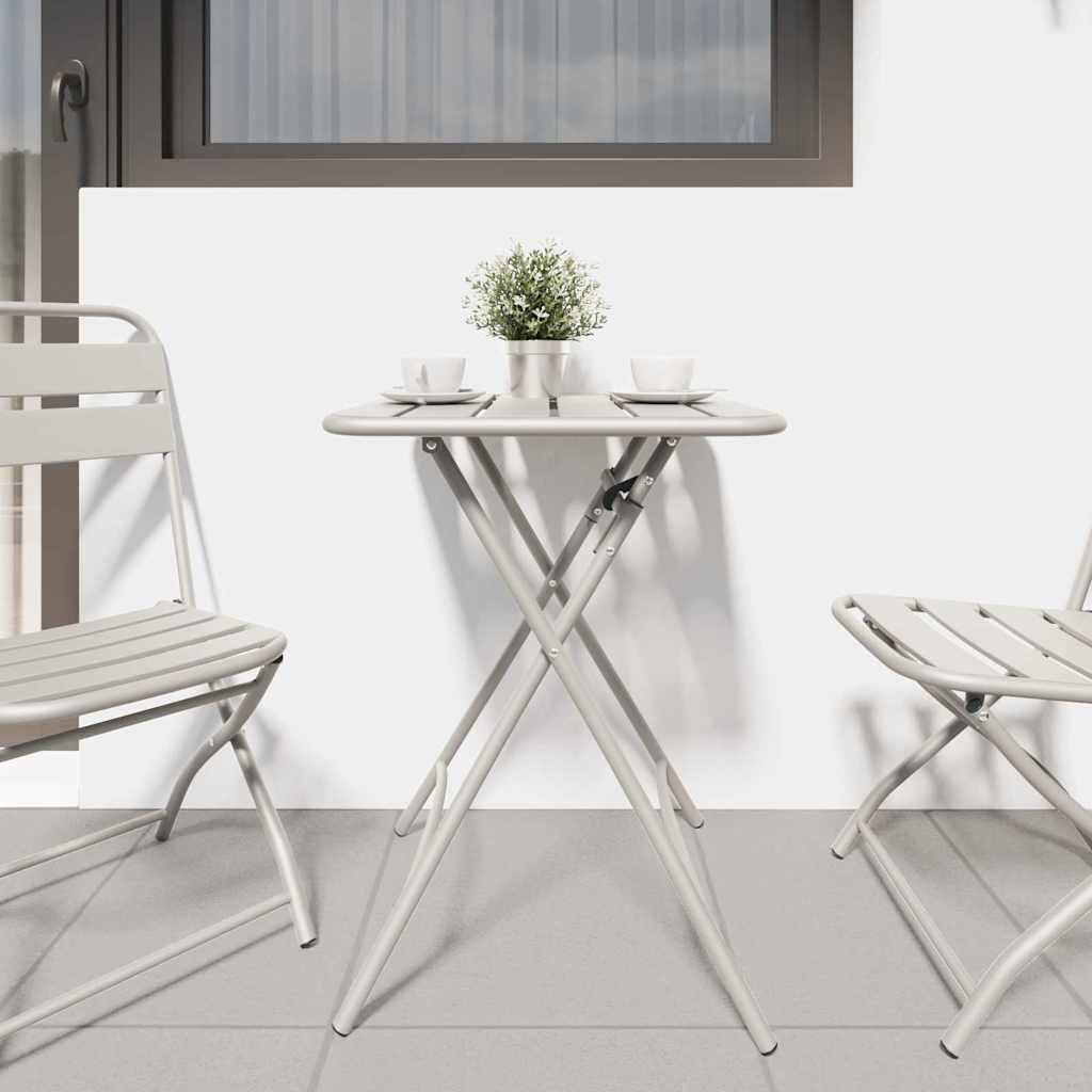 vidaXL Τραπέζι Κήπου Μπεζ 55 x 55 x 73 εκ Ατσάλι με Πούδρα