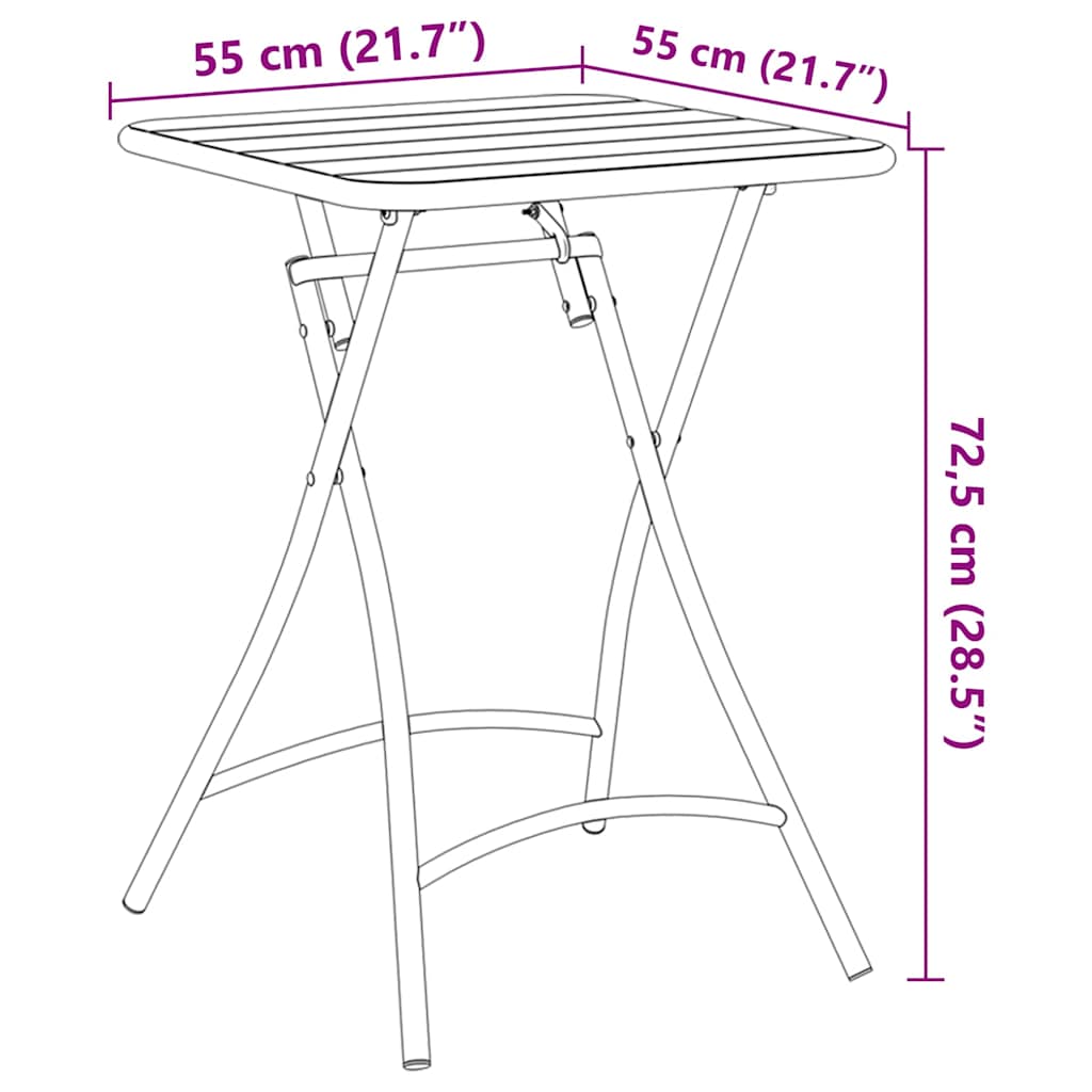 vidaXL Τραπέζι Κήπου Μπεζ 55 x 55 x 73 εκ Ατσάλι με Πούδρα
