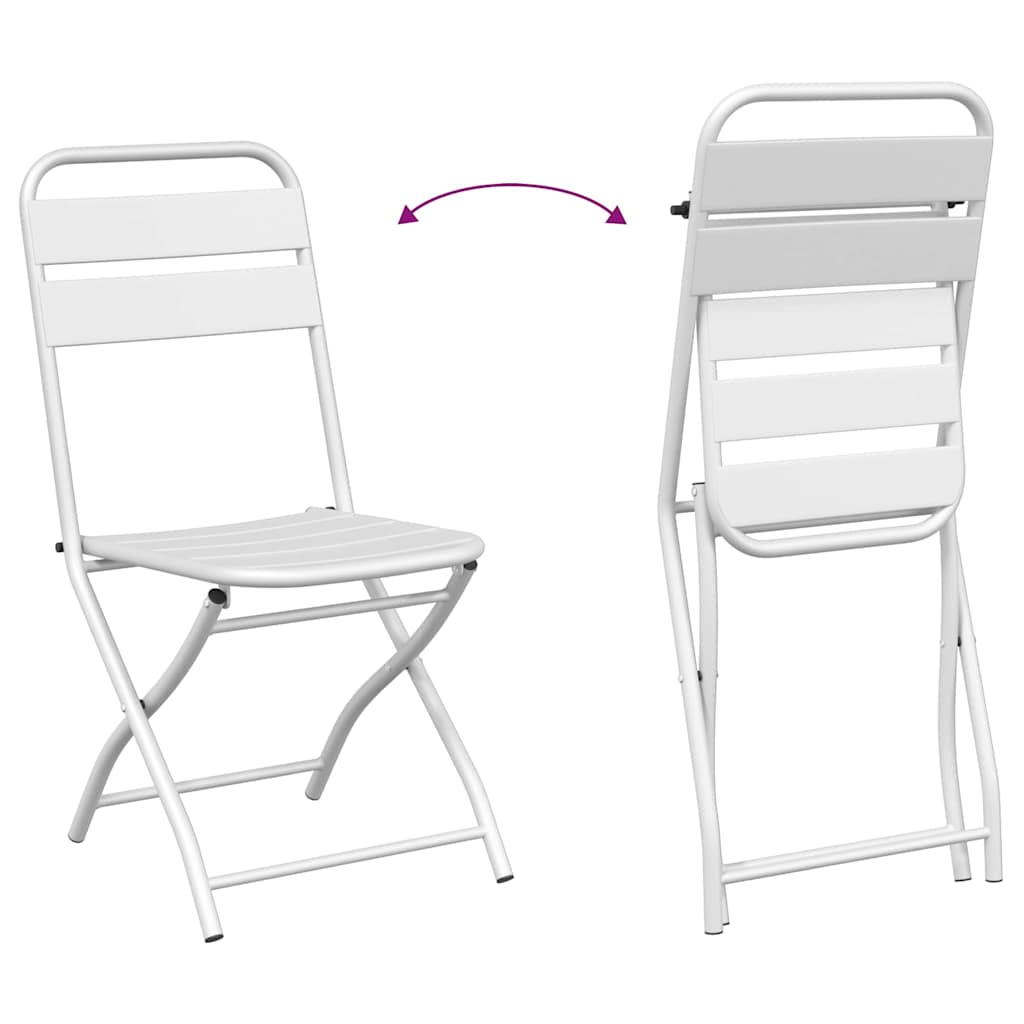 vidaXL Σετ Πτυσσόμενου Μπιστρό 3 Τεμαχίων από Λευκό Χάλυβα