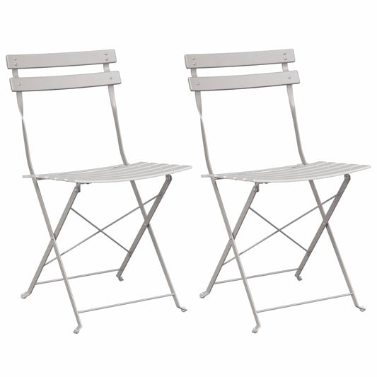 vidaXL Πτυσσόμενη Καρέκλα Κήπου 2 pcs Μπεζ 42 x 46 x 82εκ Μέταλλο