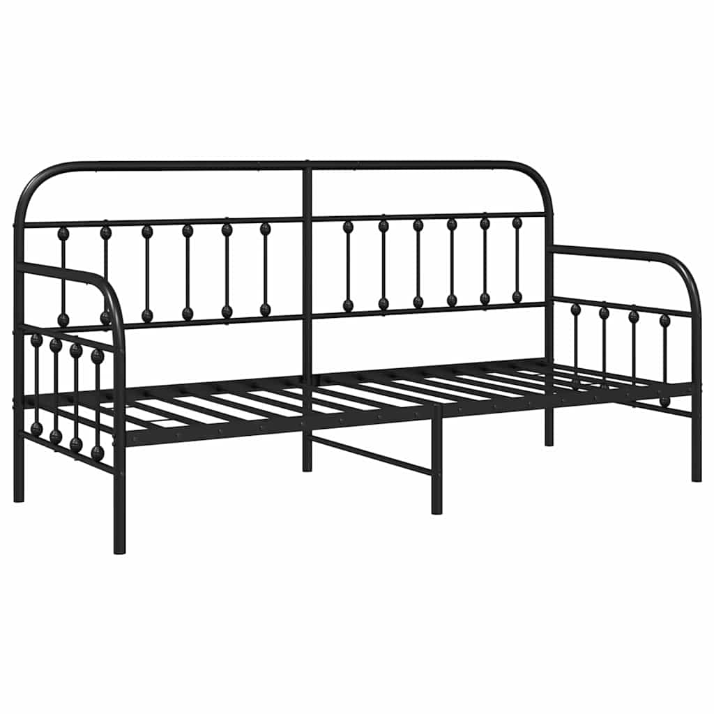 vidaXL Σκελετός κρεβατιού ημέρας Μαύρο 75 x 190 cm