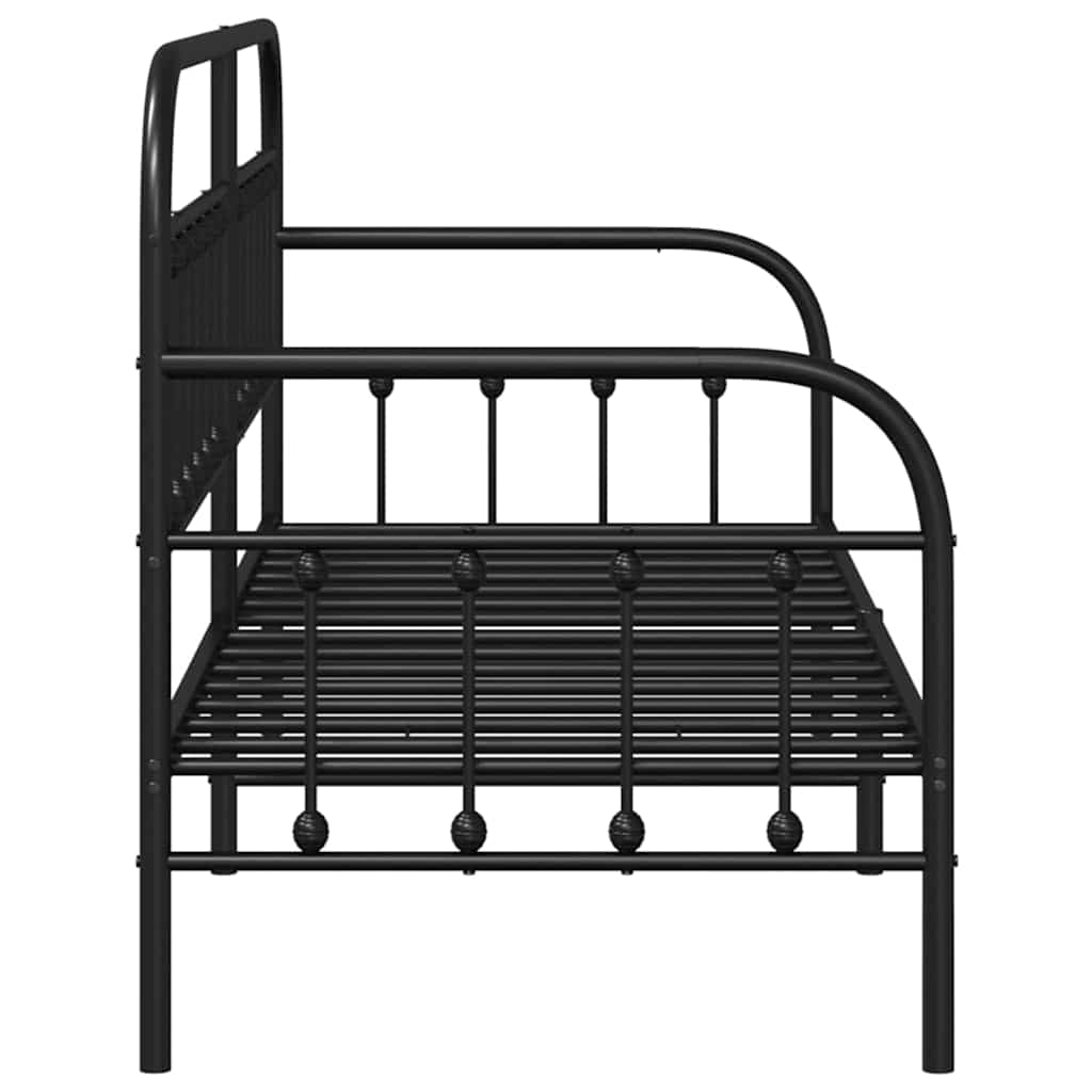 vidaXL Σκελετός κρεβατιού ημέρας Μαύρο 75 x 190 cm