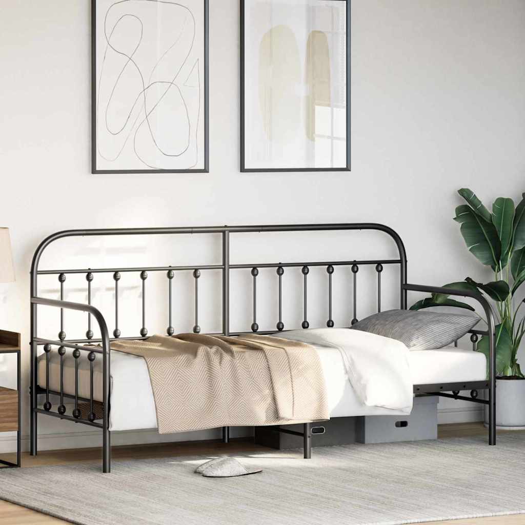vidaXL Σκελετός κρεβατιού ημέρας Μαύρο 80 x 200 cm