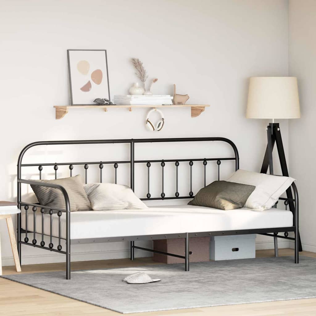 vidaXL Σκελετός κρεβατιού ημέρας Μαύρο 90 x 190 cm