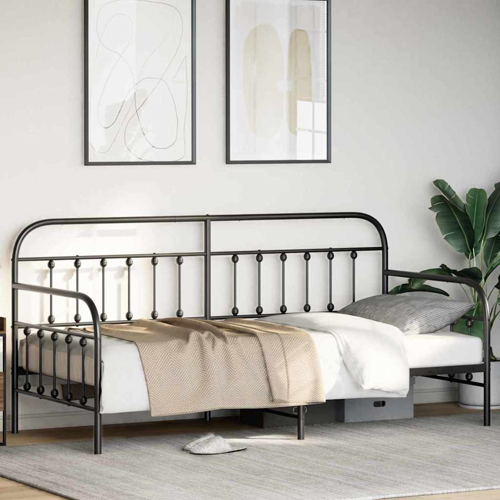vidaXL Σκελετός κρεβατιού ημέρας Μαύρο 90 x 190 cm