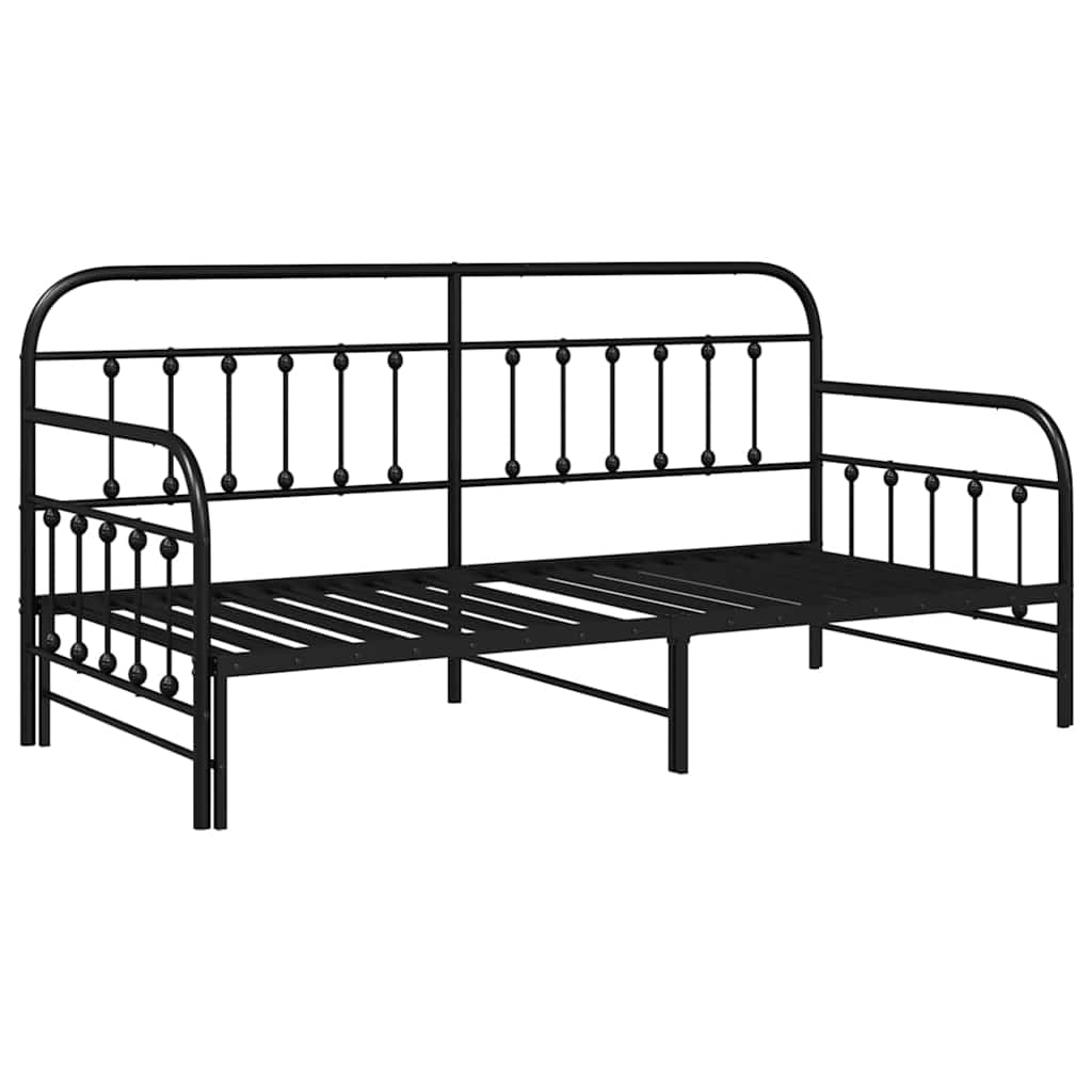 vidaXL Σκελετός κρεβατιού ημέρας Μαύρο 90 x 200 cm