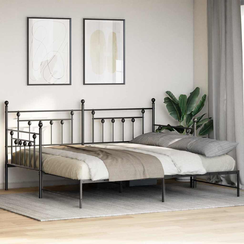 vidaXL Σκελετός κρεβατιού ημέρας Μαύρο 90 x 190 cm Ατσάλι