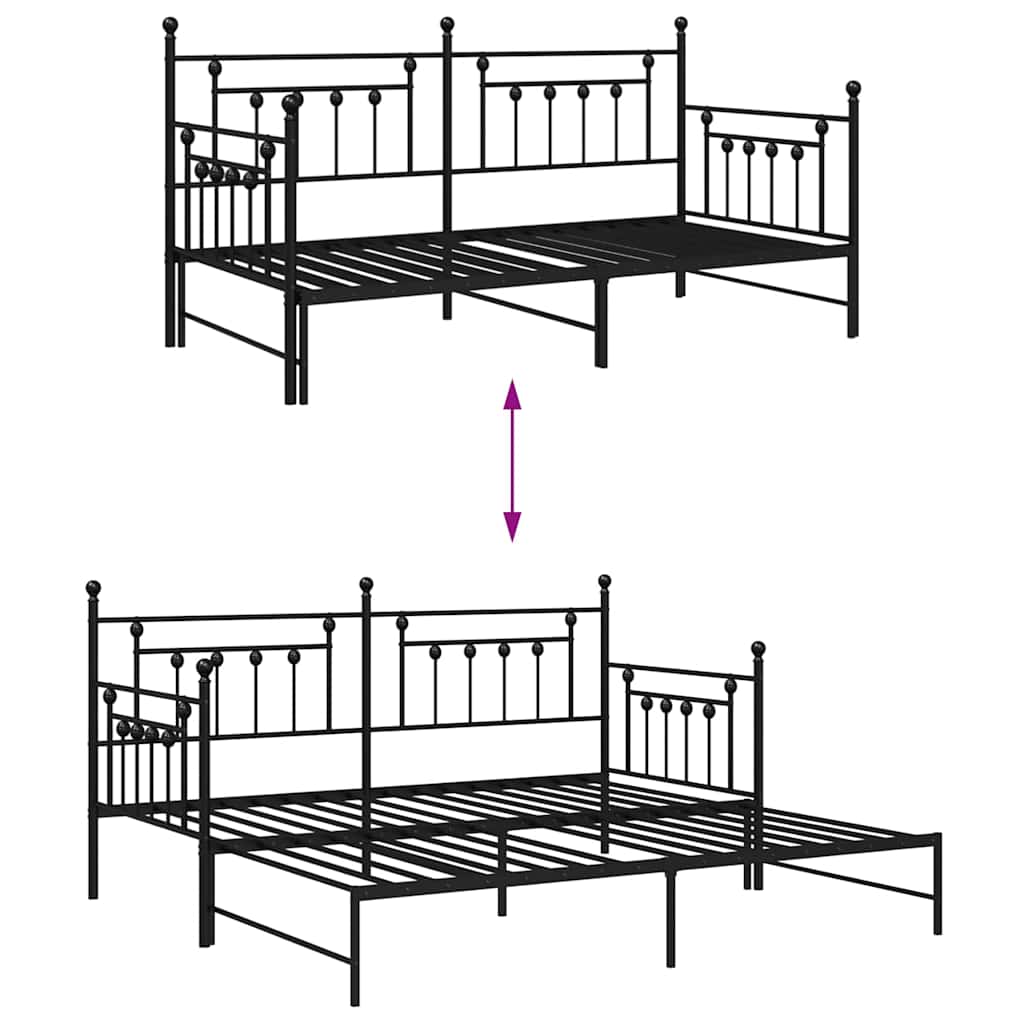 vidaXL Σκελετός κρεβατιού ημέρας Μαύρο 100 x 190 cm Ατσάλι
