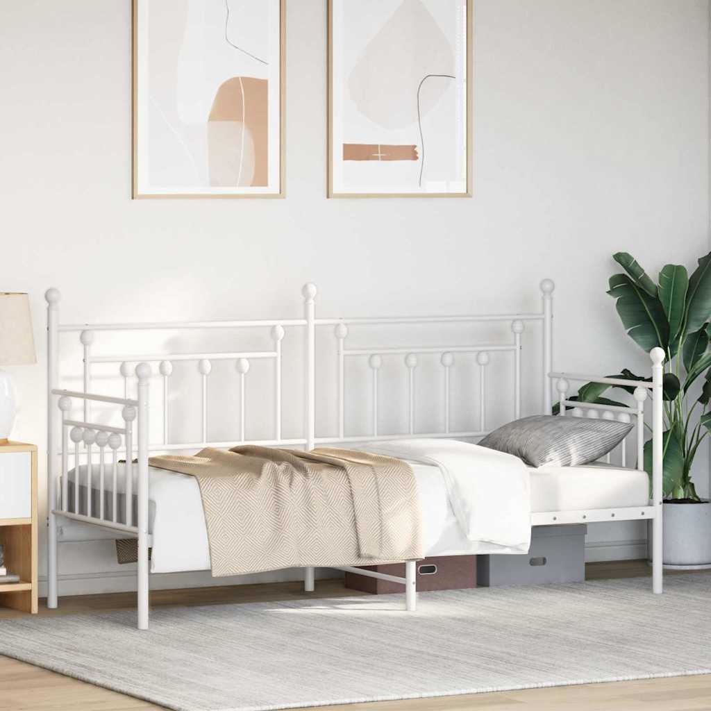 vidaXL Σκελετός κρεβατιού ημέρας Λευκό 75 x 190 cm Ατσάλι