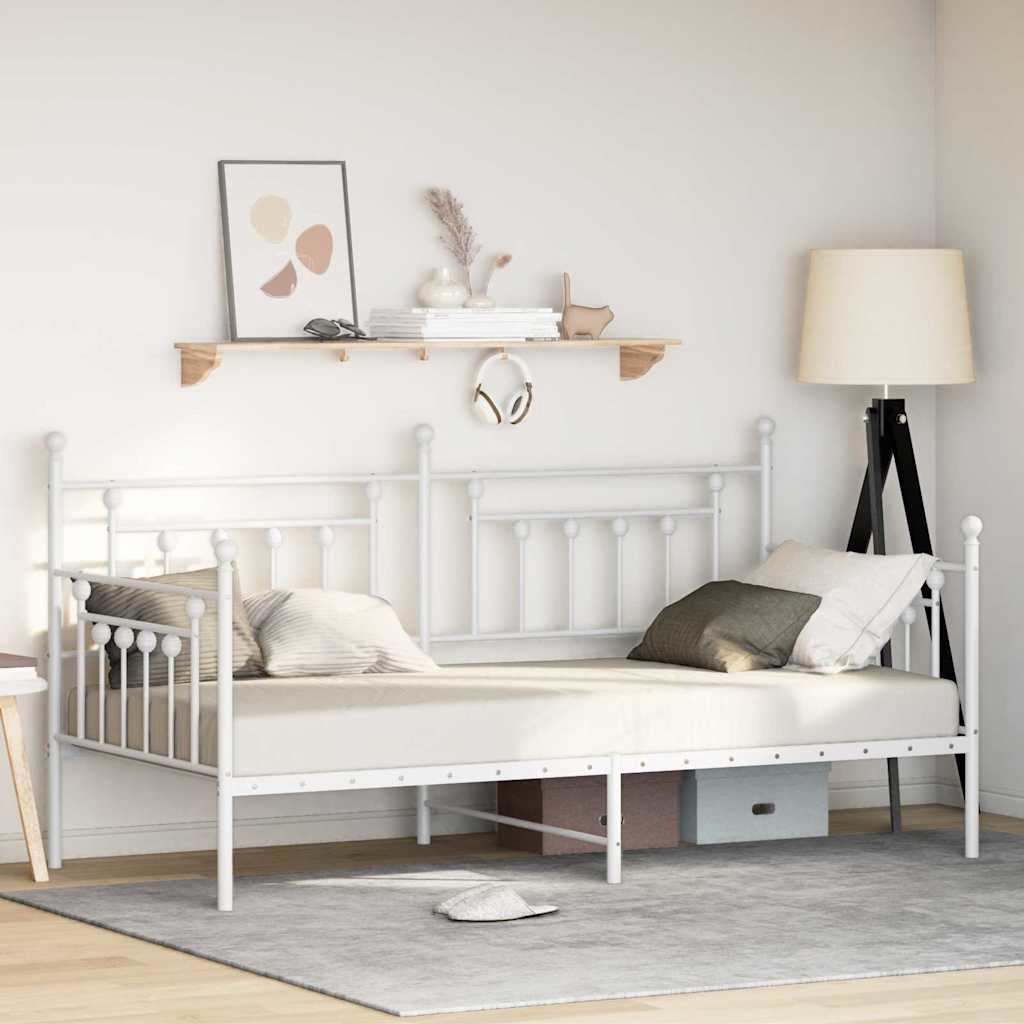 vidaXL Σκελετός κρεβατιού ημέρας Λευκό 100 x 190 cm Ατσάλι