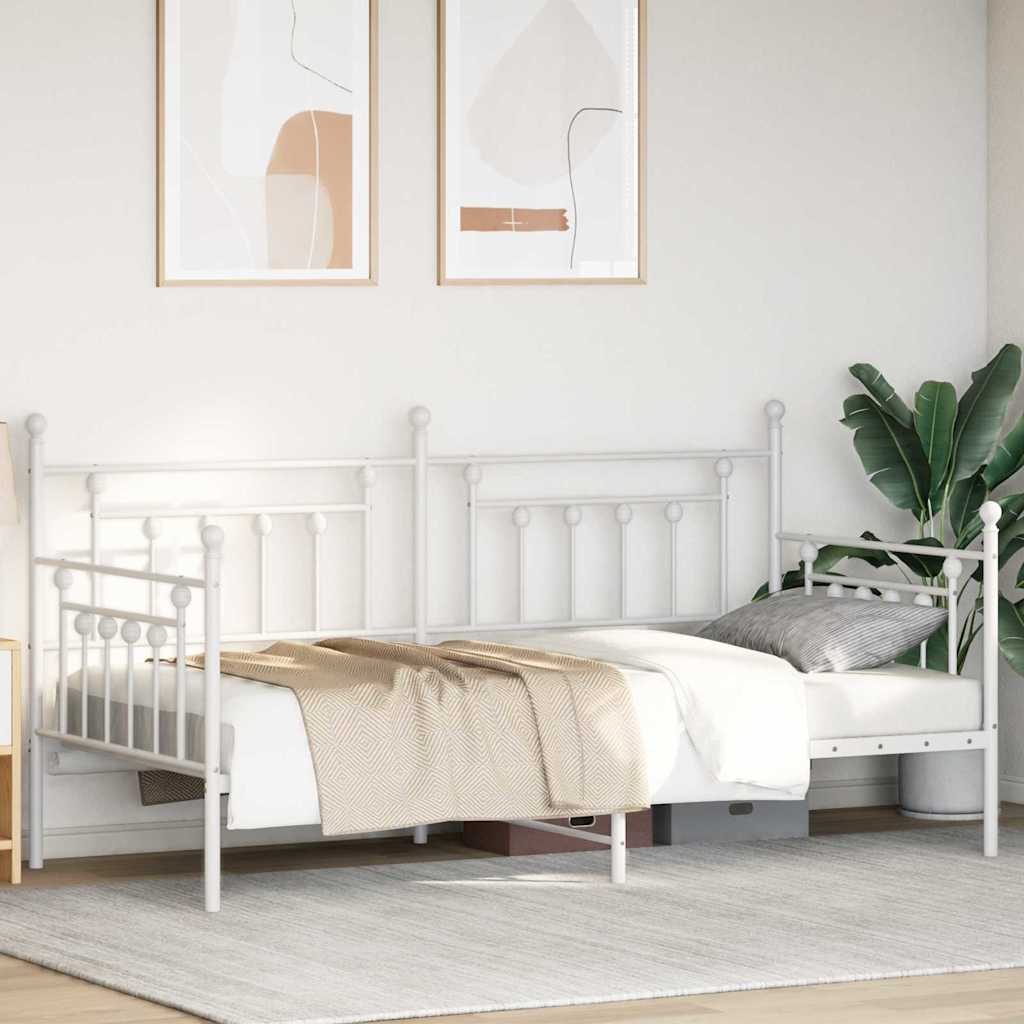 vidaXL Σκελετός κρεβατιού ημέρας Λευκό 100 x 190 cm Ατσάλι