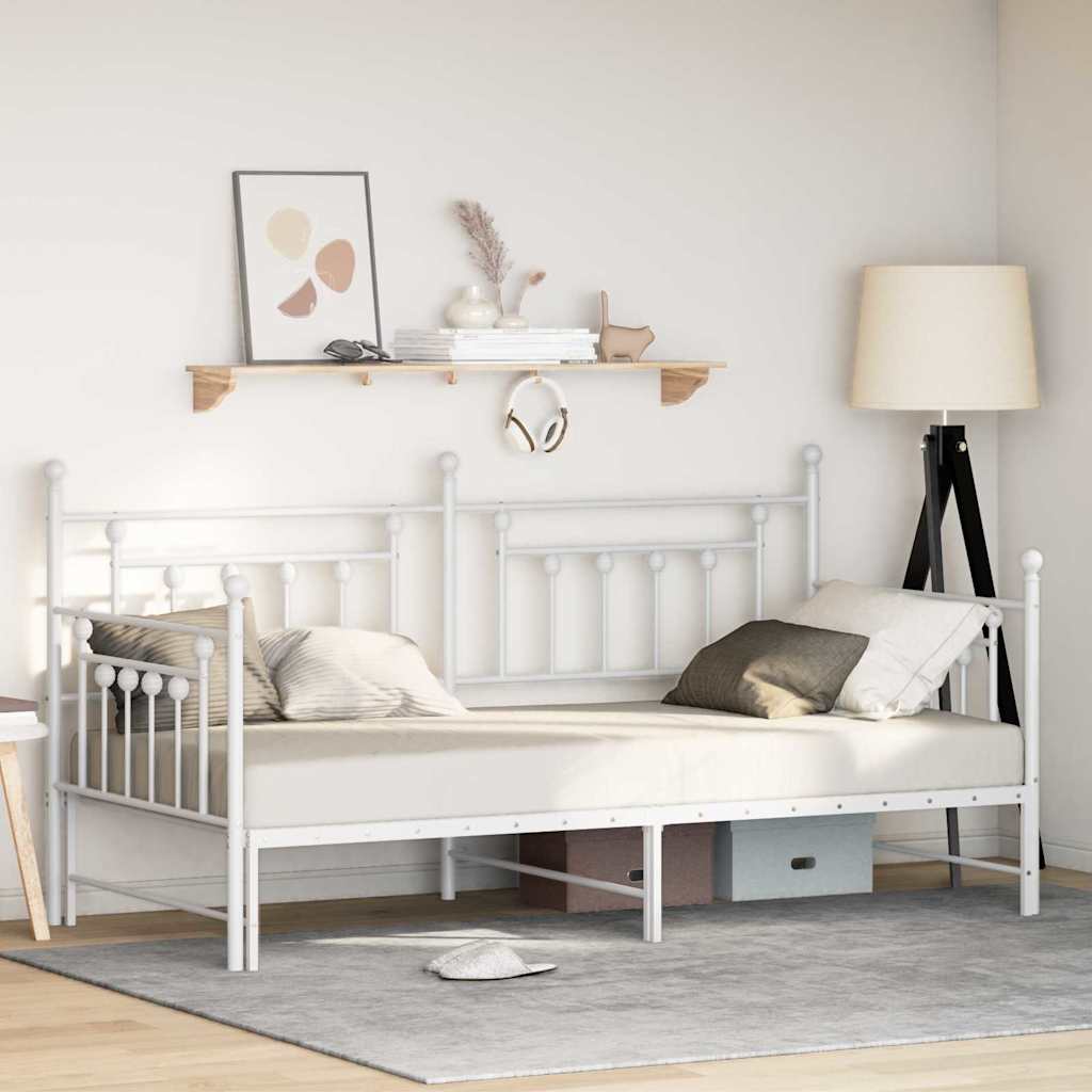 vidaXL Σκελετός κρεβατιού ημέρας Λευκό 100 x 190 cm Ατσάλι