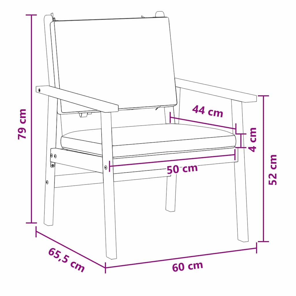 vidaXL Κήπου Καρέκλες 2 τμχ με Μαξιλάρια Μασίφ Ξύλο Ακακίας
