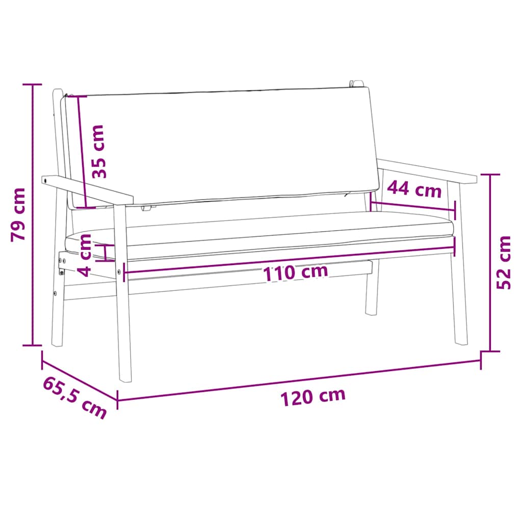 πάγκος κήπου vidaXL με μαξιλάρια από μασίφ ξύλο ακακίας