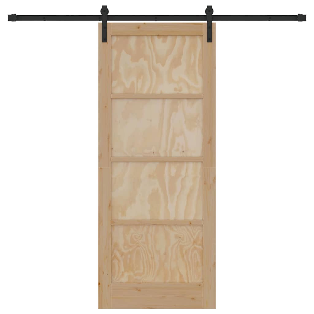 Συρόμενη πόρτα vidaXL με σετ εξαρτημάτων 83x202 εκ από μασίφ ξύλο πεύκου