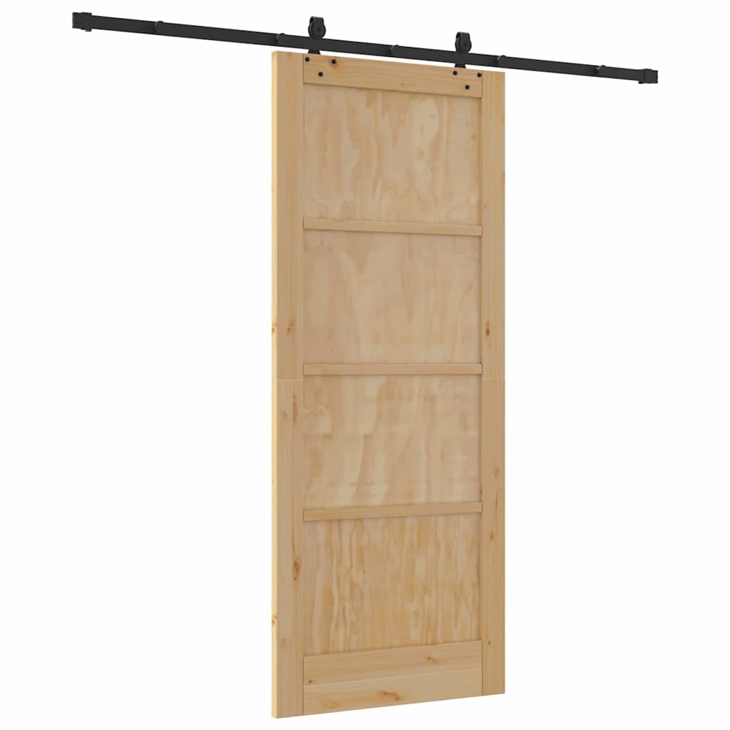 vidaXL Σετ Συρόμενης Πόρτας Άλλο ORKDAL Φυσικό και μαύρο 83 x 202 εκ.