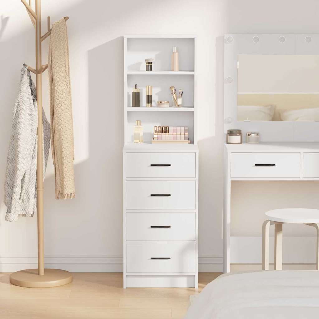 vidaXL Highboard με συρτάρι Λευκό 40 x 41 x 135 εκ. Επεξεργασμένο ξύλο