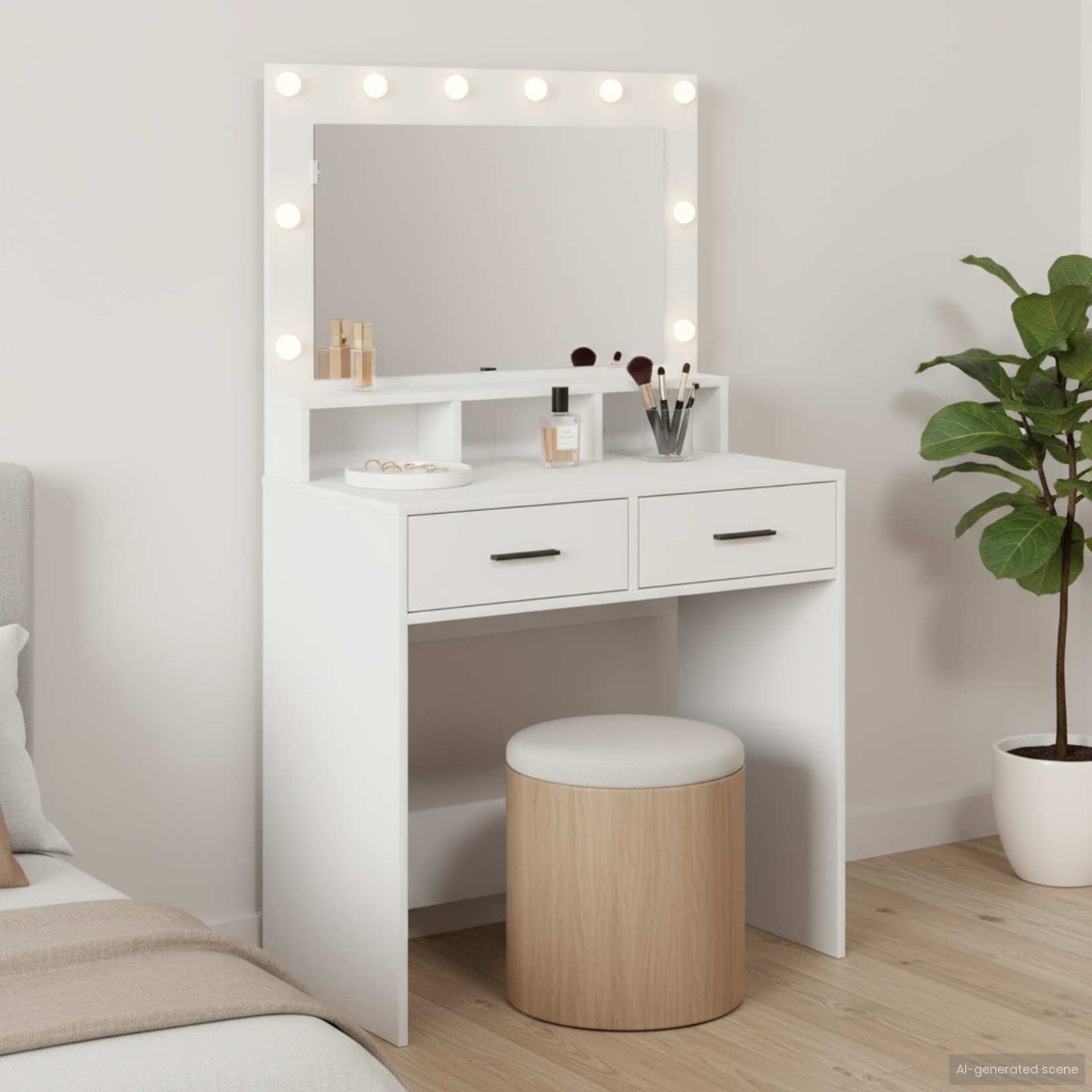 vidaXL Τραπέζι περιποίησης Λευκό 79 x 41 x 135 εκ. Επεξεργασμένο Ξύλο