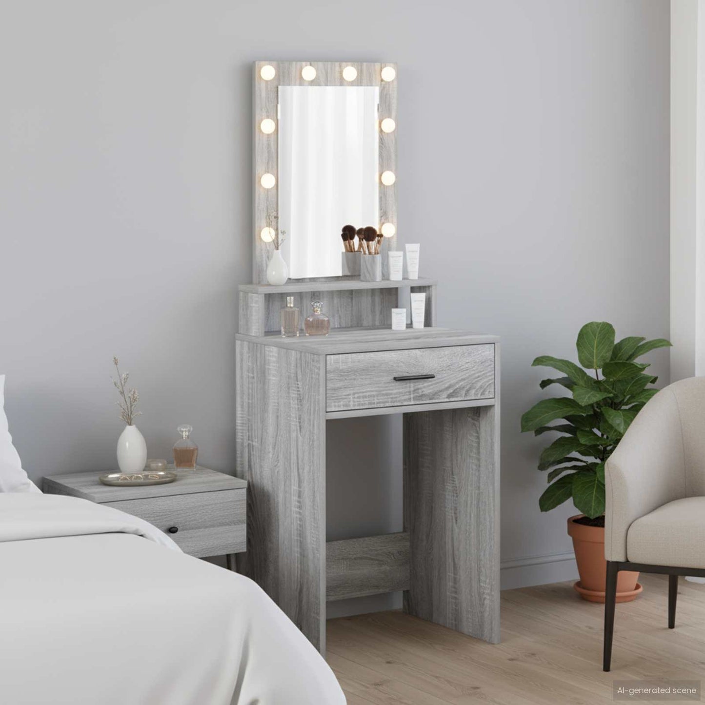 vidaXL Τραπέζι περιποίησης Γκρι 50 x 41 x 140 εκ. Επεξεργασμένο Ξύλο