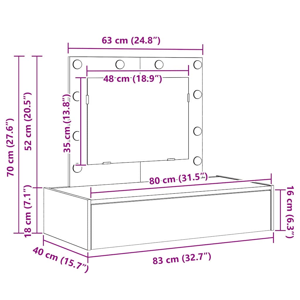 vidaXL Τραπέζι περιποίησης Καφέ 83 x 40 x 70 εκ Επεξεργασμένο Ξύλο