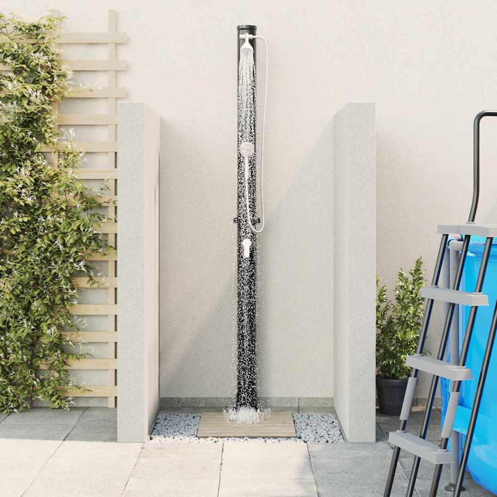 vidaXL Υπαίθριο Ηλιακό Ντους Μαύρο 217 εκ. PVC, αλουμίνιο