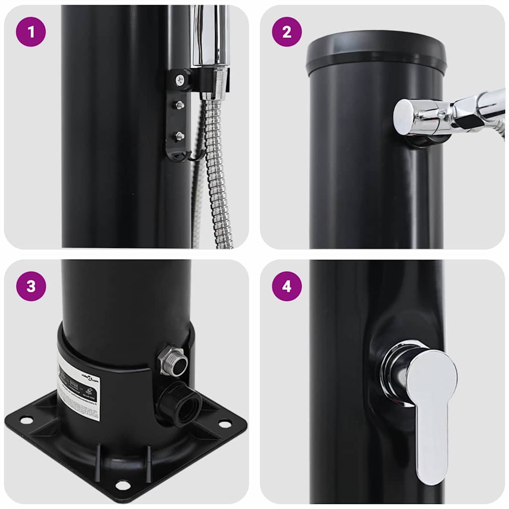 vidaXL Εξωτερικό Ηλιακό Ντους με Χειροκίνητη Κεφαλή Ντους 217 εκ. 20 L