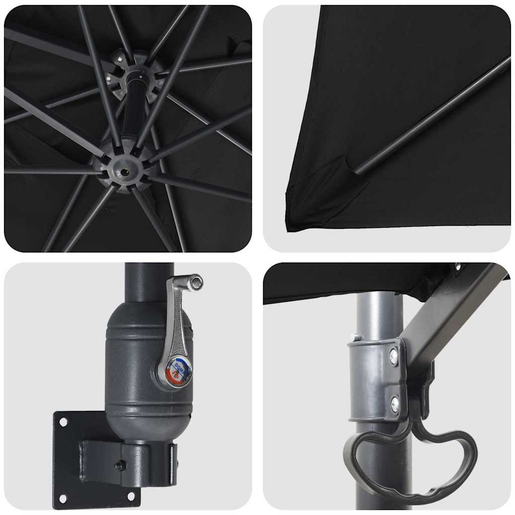vidaXL Ομπρέλα Κήπου Μαύρο 248,5 x 247,5 x 160 εκ.