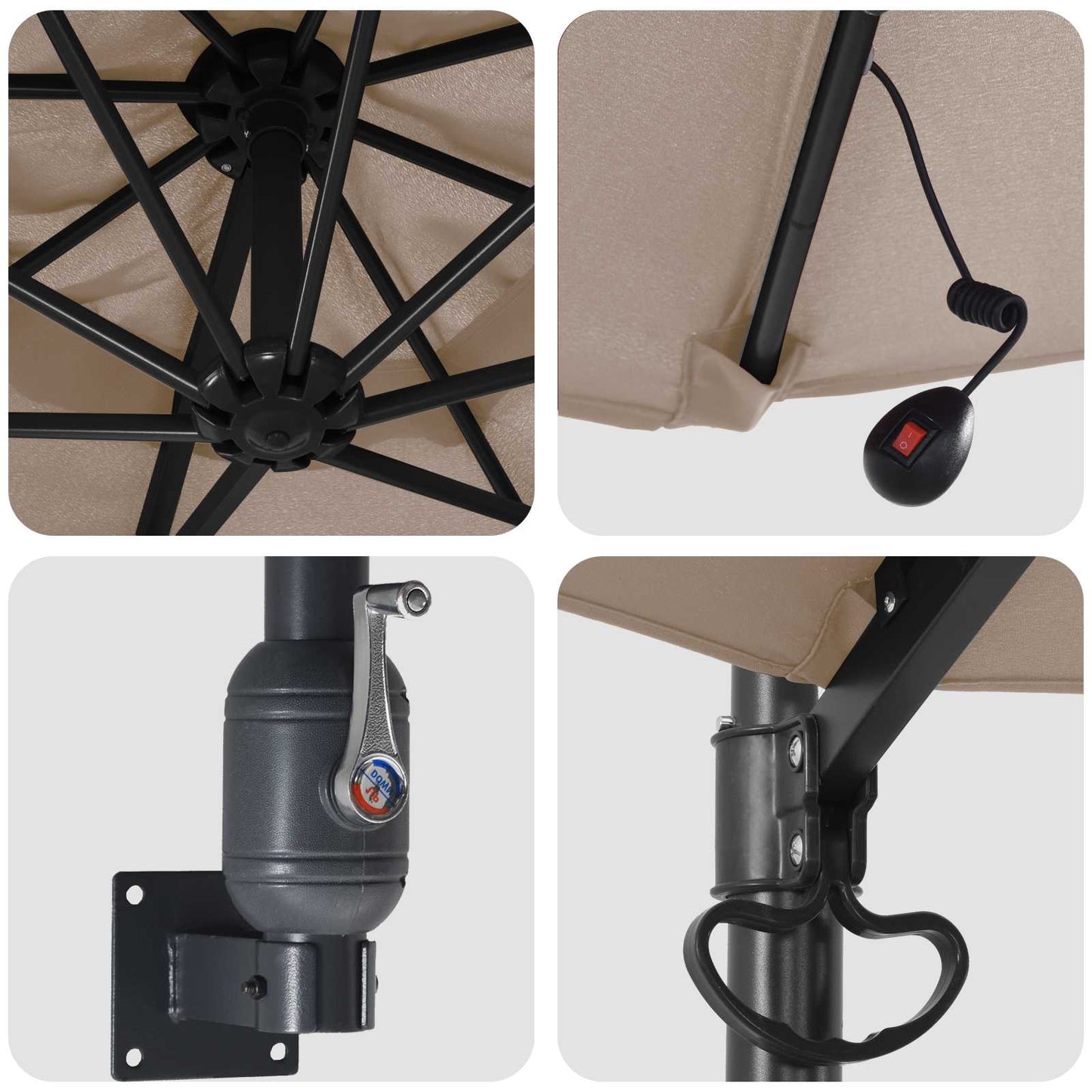 vidaXL Ομπρέλα Κήπου Taupe 248 x 248 x 148 εκ. Πολυεστέρας και Χάλυβας