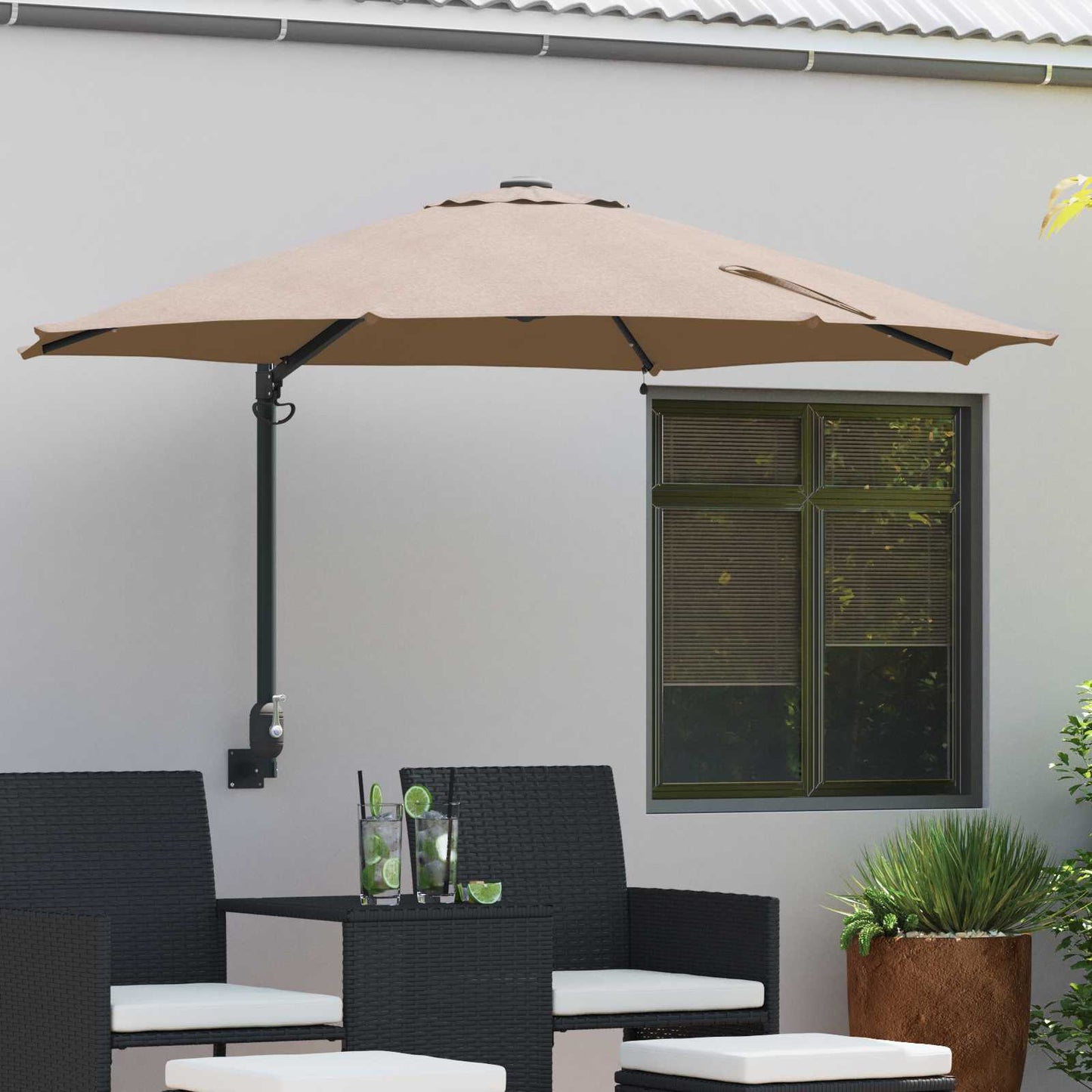 vidaXL Ομπρέλα Κήπου 248 x 248 x 148 εκ. Πολυεστέρας και Χάλυβας Taupe