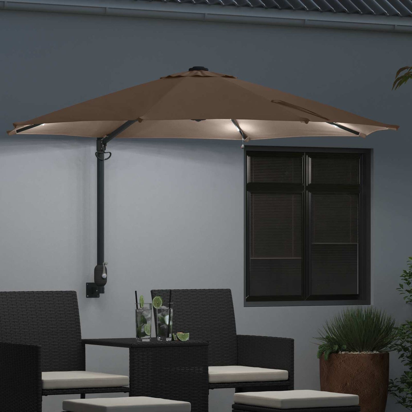 vidaXL Ομπρέλα Κήπου 248 x 248 x 148 εκ. Πολυεστέρας και Χάλυβας Taupe