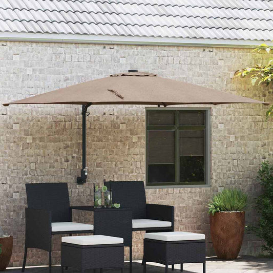 vidaXL Ομπρέλα Κήπου με φώτα λωρίδας LED Taupe 248,5 x 247,5 x 160 εκ.