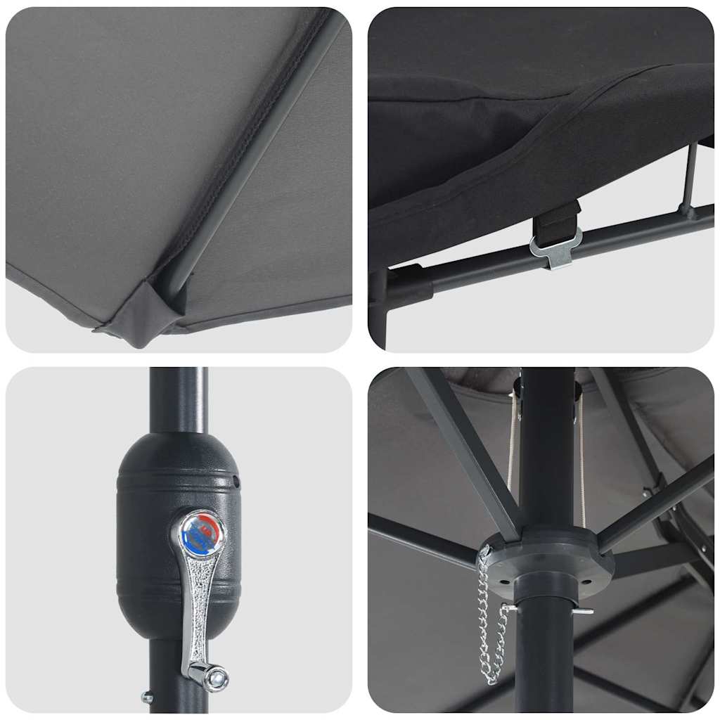 vidaXL Ομπρέλα Κήπου Ανθρακί 385 x 209 x 244 εκατοστά ύφασμα