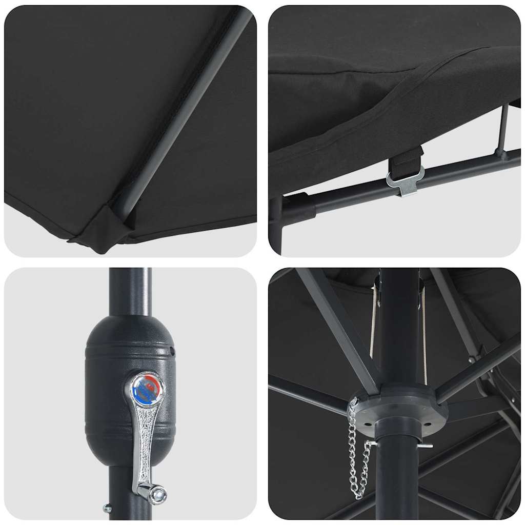 vidaXL Ομπρέλα Κήπου Μαύρο 385 x 209 x 244 εκατοστά ύφασμα