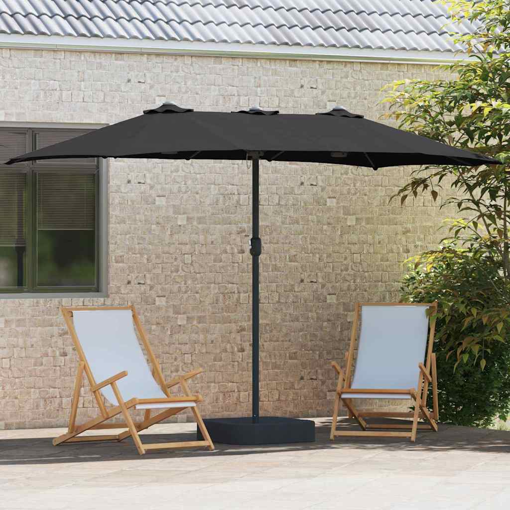 vidaXL Ομπρέλα Κήπου Μαύρο 385 x 209 x 244 εκατοστά ύφασμα