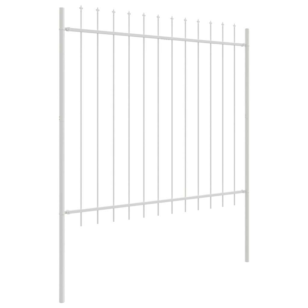 vidaXL Φράχτης Κήπου με Μυτερή Κορυφή - Λευκό - 3,4 x 1,5 μ - Από Χάλυβα