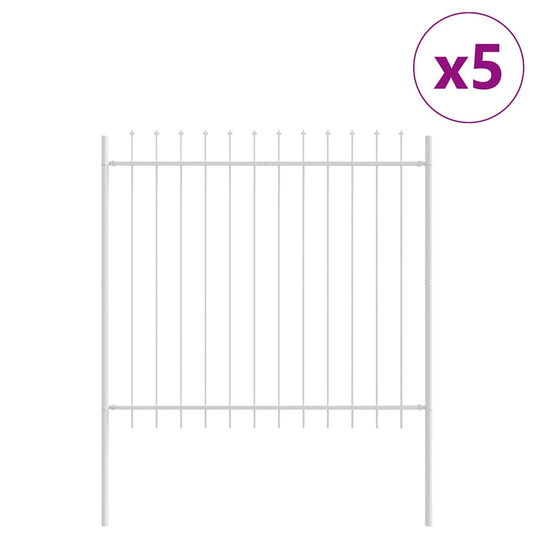vidaXL Φράχτης Κήπου 5 pcs Λευκό 8,5 x 1,5 μ Ατσάλι με Πούδρα