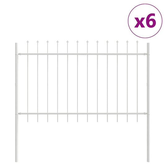 vidaXL Φράχτης Κήπου 6 pcs Λευκό 10,2 x 1 μ Ατσάλι με Πούδρα