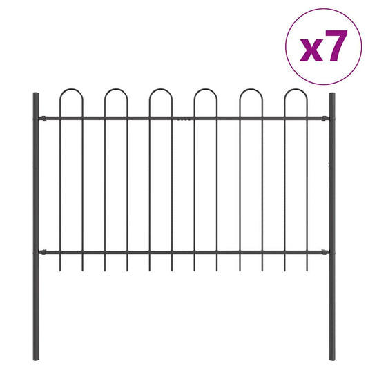 vidaXL Φράκτης Κήπου με Στρογγυλή Κορυφή Γκρι 11,9x0,8 μ Ατσάλι