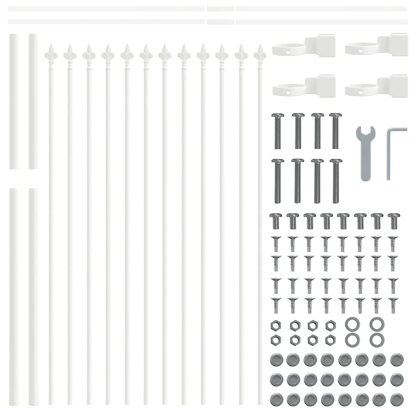 vidaXL Φράχτης Κήπου 7 pcs Λευκό 11,9 x 1,2 μ Ατσάλι με Πούδρα