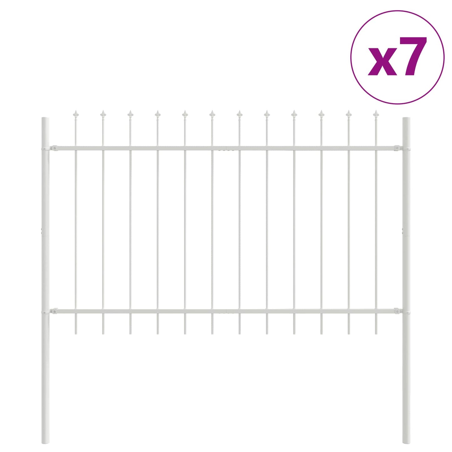 vidaXL Φράχτης Κήπου 7 pcs Λευκό 11,9 x 1,2 μ Ατσάλι με Πούδρα