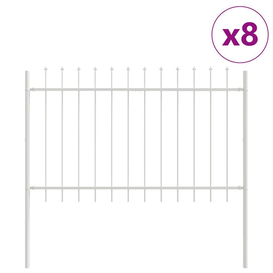 vidaXL Φράχτης Κήπου 8 pcs Λευκό 13,6 x 1 μ Ατσάλι με Πούδρα