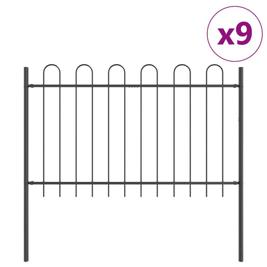 vidaXL Φράχτης Κήπου BOXTEL 9 τμχ. 15,3 x 1,2 μ Ατσάλι με Πούδρα Γκρι