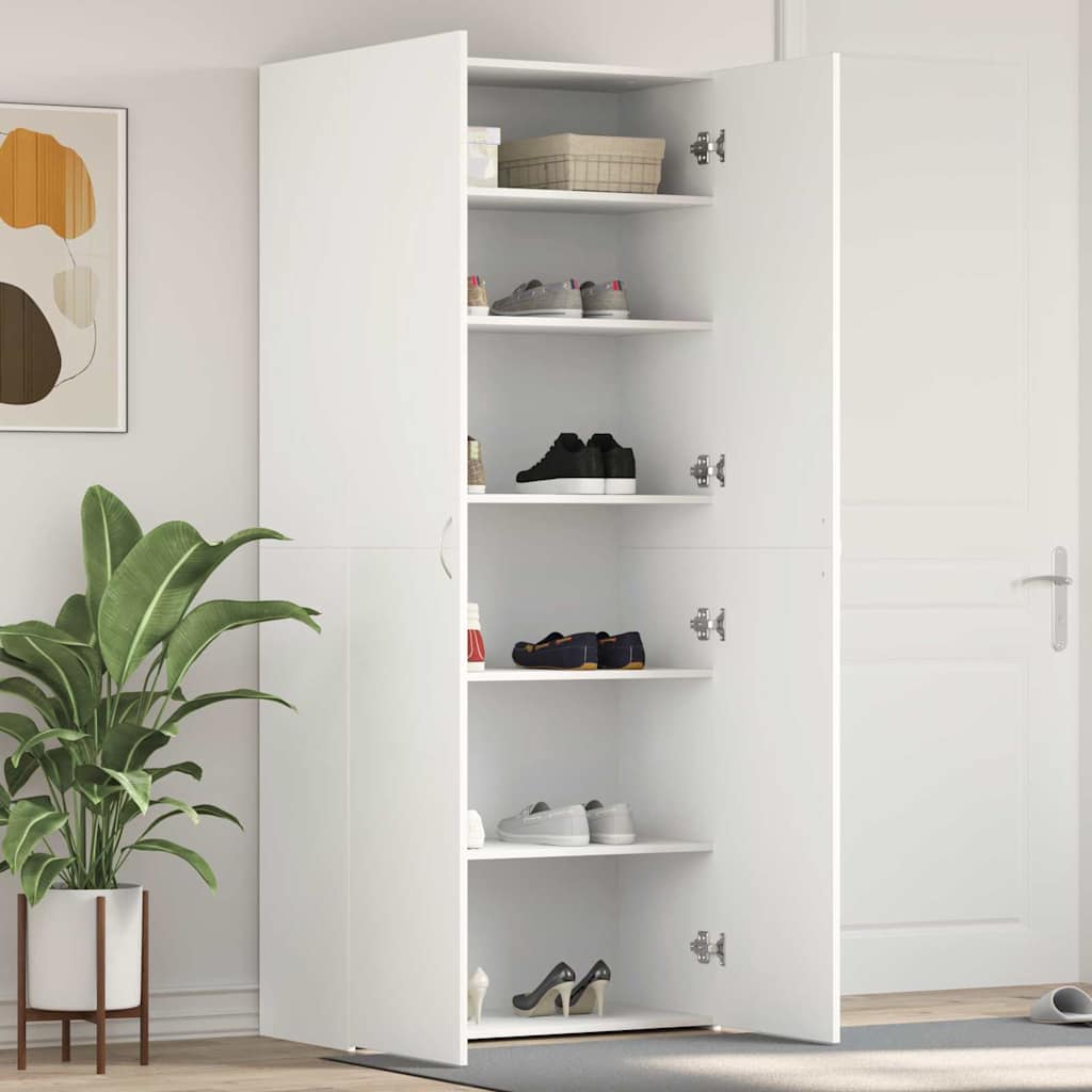 vidaXL Ντουλάπα Παπουτσιών Λευκό 80 x 35.5 x 180 εκ Επεξεργασμένο ξύλο